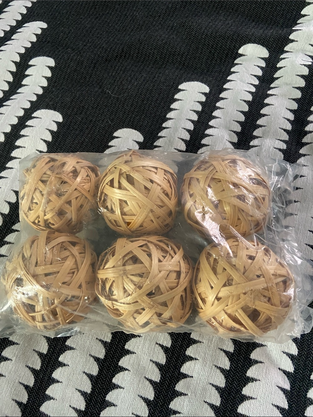 Set of 6 Natural Woven Rattan Balls